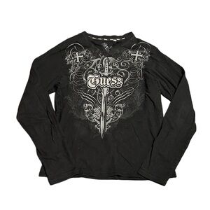 Guess Black Graphic Long Sleeve Shirt